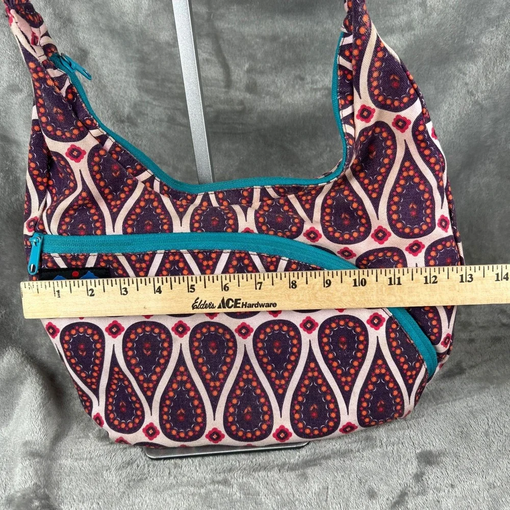 KAVU Sydney Satchel Crossbody Bag Purple Orange Paisley Canvas Shoulder Bag